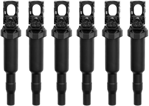 HQPASFY Ignition Coil Pack Set of 6 for BMW 325i 335i 525i 550i 650i M3 M5 X5 X6 & More Replaces# 0221504470, 12137562744, 221504470, 12137594937, 12138657273