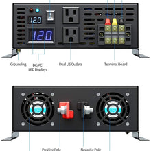 WZRELB 2000W 24V 120V Pure Sine Wave Solar Power Inverter with Remote Control Switch