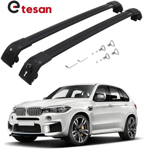 2 Pieces Cross Bars Fit for BWM X5-F15 2014 2015 2016 2017 Black Cargo Baggage Luggage Roof Rack Crossbars