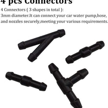 BUENNUS Car Windshield Washer Fluid Hose Kit,200cm (78.8inch) Windshield Sprayer Hose Windshield Jet Spray Wiper Hose Replacement with 4pcs Black Connectors to Connect Car Water Pump and Nozzles