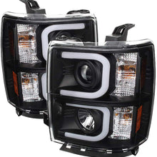 ACANII - For 2014-2015 Chevy Silverado 1500 LED Light Tube DRL Black Housing Projector Headlights Headlamps Assembly