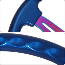 350MM 6 Bolt Hole Neo Chrome Center Metallic Blue Trim 3 Spokes Steering Wheel Horn Button Godsnow Horn Button