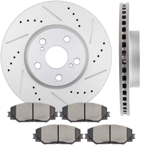 INEEDUP 2 Brake Disc Rotots and 4 Ceramic Pads Front fit for 2009-2010 Pontiac Vibe, 2008-2014 Scion xD, 2009-2019 for TOYOTA Corolla, 2009-2013 for TOYOTA Matrix