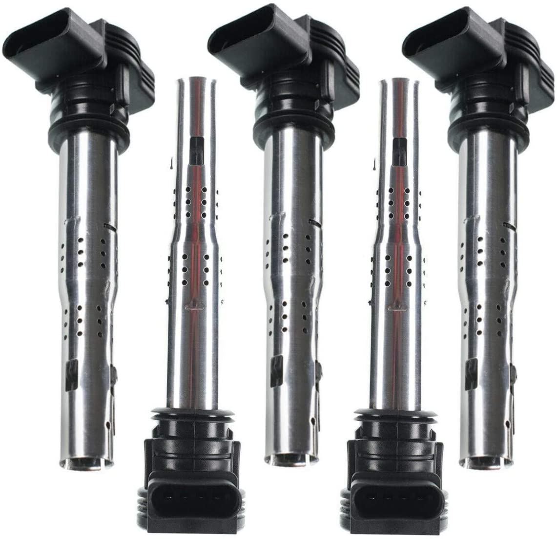 Set of 5 Ignition Coil Pack Replacement for Volkswagen Beetle Golf Jetta Passat Rabbit I5 2.5L Audi RS4 RS5 Q5