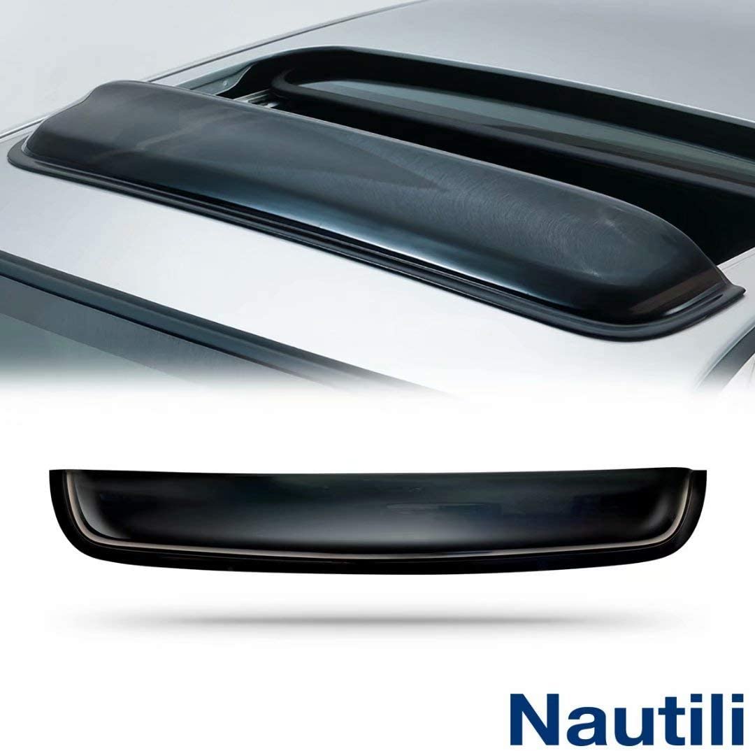 MUKEZON 1Pc Dark Smoke Tint 43 inches Top Sun/Moon Roof Rain Snow Guard Window Visor Deflector with 3M Double-Sided Tapes
