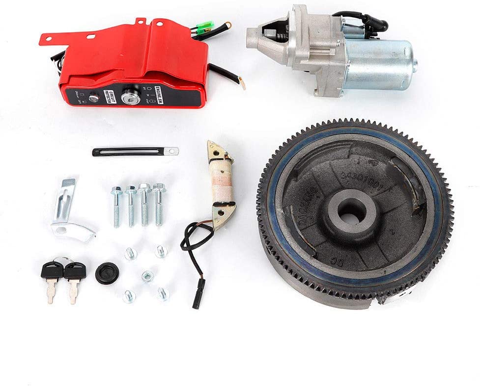 Electric Start Kit Flywheel Ignition Starter Motor Key Switch Coil For Honda GX340 11HP GX390 13HP Engine USA Stock