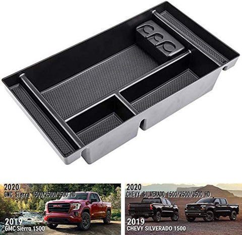 Techouter Center Console Organizer Tray for 2019 Chevy Silverado 1500,GMC Sierra 1500 Full Center Console Models Only-GM Vehicles Accessories 84106530 Armrest Box Secondary Storage