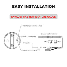 WATERWICH EGT Exhaust Gas Temperature Gauge 200-1200 Celsius Pyrometer Kit 2-1/16" 52mm Includes Electronic Sensor Black Dial Universal for Car Truck Vehicle Automotive