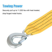 Premium Crane Towing Strap, Heavy Duty Tow Strap with Safety Hooks, 13.2 feet x 2inch Tow Rope Yellow Shackle for Vehicle Recovery, Hauling, Stump Removal & Much More