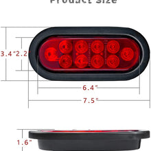LivTee Waterproof 6" Oval Red LED Trailer Lights Tail Brake Stop Turn Parking Light Kit with Grommet and Plug for Boat Trailers RV Jeep Trucks, 2pcs