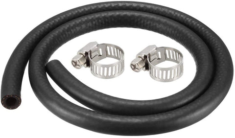 uxcell Fuel Line Hose Rubber 8mm I.D. 0.9M/3Ft Diesel Petrol Hose Engine Pipe Tubing with 2 Clamps