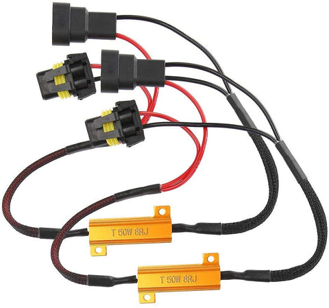 Akozon LED Decoders 2Pcs Car LED Decoders for 9005/9006 Headlight Anti Hyper Flash No Error Load Resistor Wiring Harness