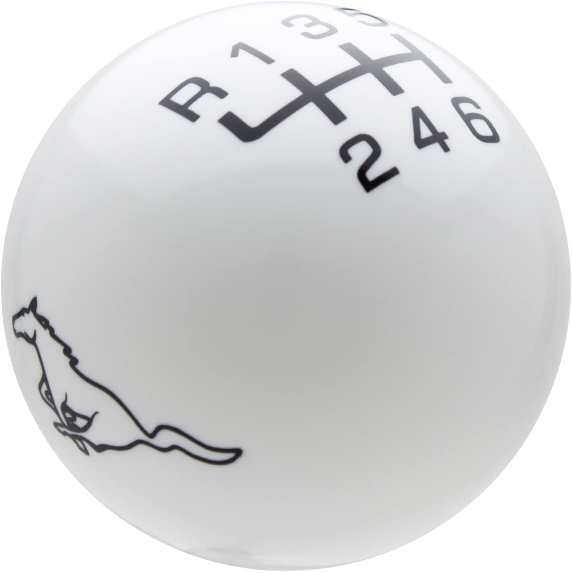 Speed Dawg SK502RP-FBK-6RUL White/Black Ford Mustang Running Pony Shift Knob with 6 Speed Pattern for 2005-2014 Mustang GT (White/Black)