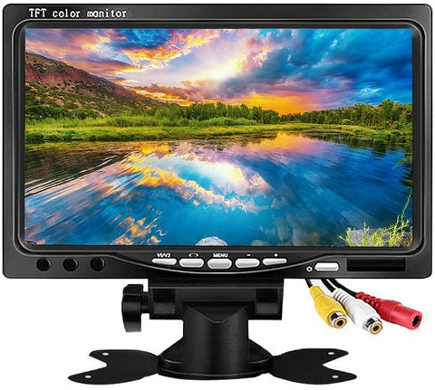 7 Inch Car Rear View LCD Monitor, Kenowa 800x480 Backlit TFT LCD HD Color Screen for Car Rear View Camera, Car DVD, Surveillance Camera with Stand, Remote and 2 AV Input