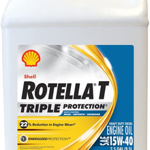 Shell Rotella 550019919 T Triple Protection 15W-40 Heavy Duty Diesel Engine Oil (CJ-4) - 2.5 Gal.