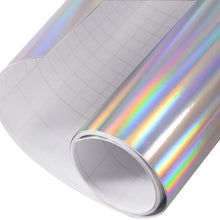 Car Vinyl Wrap Glossy Holographic Silver Self Adhesive Vehicle Wrap Vinyl Stretchsble PVC DIY Decals 12" x5ft