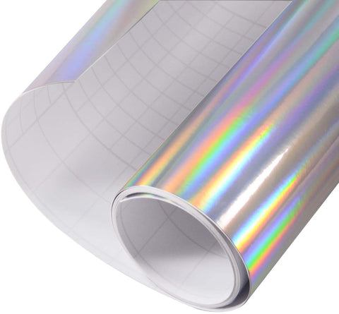 Car Vinyl Wrap Glossy Holographic Silver Self Adhesive Vehicle Wrap Vinyl Stretchsble PVC DIY Decals 12