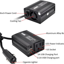 Car Power Inverter Car Charger 150W DC 12V to 110v AC Car Inverter with 3.1A Dual USB Charger (Black)