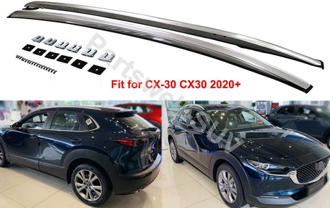 YiXi-Partswell 2Pcs Roof Rail Roof Rack Side Rail Aluminum Fit for Mazda CX-30 CX30 2020 2021 - Silver