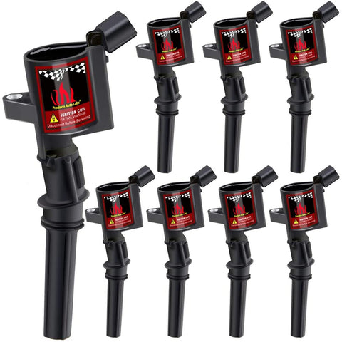 DG508 Ignition Coils 8 Pack Compatible with Ford 04-08 F-150 Expedition V8 4.6 5.4L C1454 C1417 FD503, Black- 15% More Energy