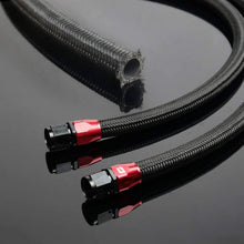 16Ft AN4 Nylon and Stainless Steel Braidied Oil Gas Fuel Hose Fuel Line + 10pcs 4AN Hose Fitting Kit Red and Black