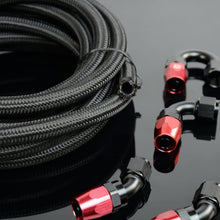 AN-4 16Ft Nylon Stainless Steel Oil Fuel Gas Line Hose Filler Feed Hose + 4AN Hose Fittings Swivel Hose Ends Kit 10PCS