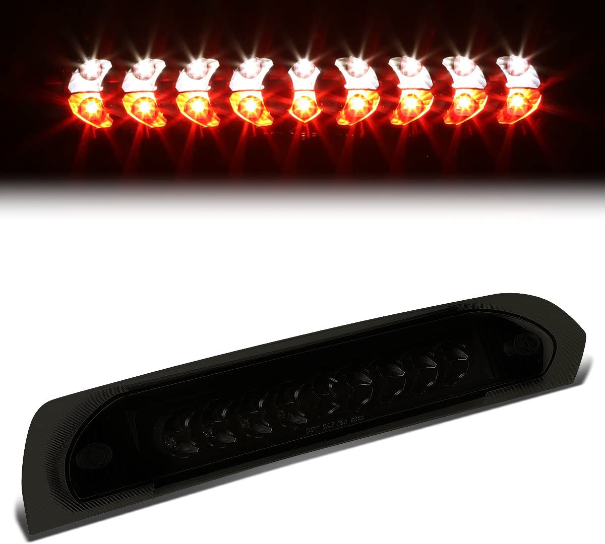 Tinted Housing Dual Row LED 3rd Third Tail Brake Light Cargo Lamp Replacement for Dodge Ram 1500 2500 3500 DR DH 02-09