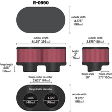 K&N Universal Clamp-On Air Filter: High Performance, Premium, Washable, Replacement Engine Filter: Flange Diameter: 1.875 In, Filter Height: 3 In, Flange Length: 0.625 In, Shape: Oval, R-0990