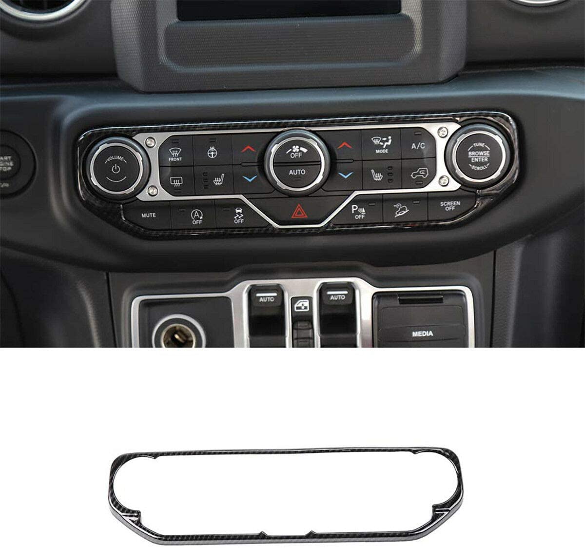 RT-TCZ Carbon Fiber Center Control Air Conditioner Switch Cover Trim Frame for 2018-2020 Jeep Wrangler JL JLU