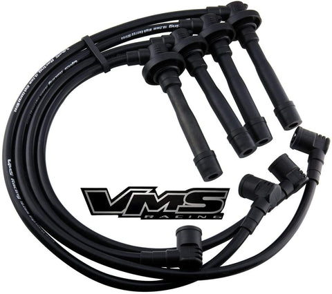 VMS RACING 94-01 10.2mm High Performance Engine SPARK PLUG WIRES Wire Set in BLACK Compatible with Honda Acura Integra Type-R ITR Civic VtiR Vti VTi-S GS-R DC2 DB8 hatch DOHC VTEC B18 B18B 94-01