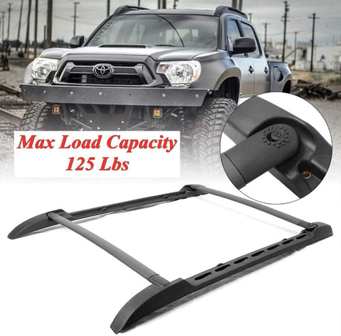 Three T Car Roof Rack Side Cross Bar 125 LBs Load Luggage Racks Crossbar Compatible with Toyota Tacoma Double Cab 2005-2020