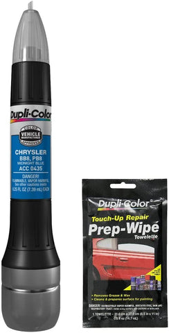 Dupli-Color ACC0435 Midnight Blue Exact-Match Scratch Fix All-in-1 Touch-Up Paint for Chrysler Vehicles (BB8,PB8) Bundle with Prep Wipe Towelette (2 Items)