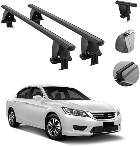 Roof Rack Cross Bars Lockable Luggage Carrier Smooth Roof Cars | Black Aluminum Cargo Carrier Rooftop Bars | Automotive Exterior Accessories Fits Honda Accord Sedan 2013-2017