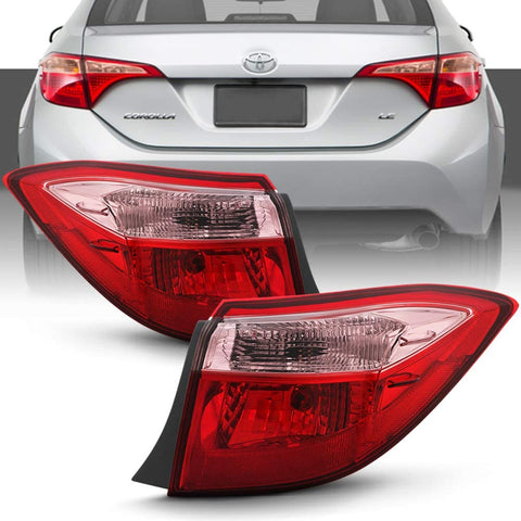 ACANII - For 2017-2019 Toyota Corolla Sedan Red/Pink Outer Tail Lights Lamps Assembly Replacement Set Driver & Passenger