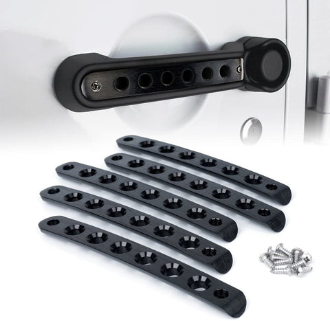 Xprite 5 Pcs/Sets Brushed Aluminum Door Grab Handle Inserts Cover Trim for 2007-2018 Jeep Wrangler JK & Unlimited 4 Door-Black