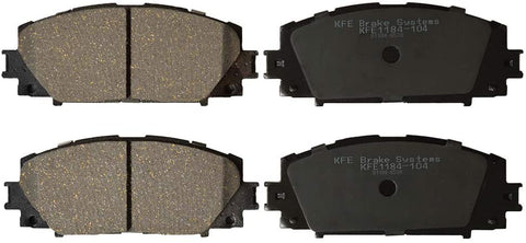 KFE KFE1184-104 Ultra Quiet Advanced Premium Ceramic Brake Pad Front Set Compatible with: 2010-2018 Toyota Prius, Prius C, Prius Prime, 2007-2018 Yaris; Lexus CT200h