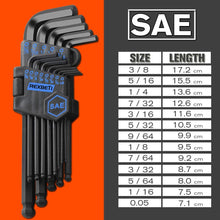 REXBETI Hex Key Allen Wrench Set, SAE Metric Star Long Arm Ball End Hex Key Set Tools, Industrial Grade Allen Wrench Set, S2 Steel