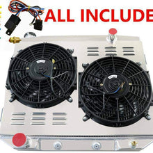 ALLOYWORKS 3 Row Aluminum Radiator+Shroud Fan+Relay For 1957-1959 Ford Skyliner/Fairlane/Ranchero/Victoria/Galaxie/Mercury V8