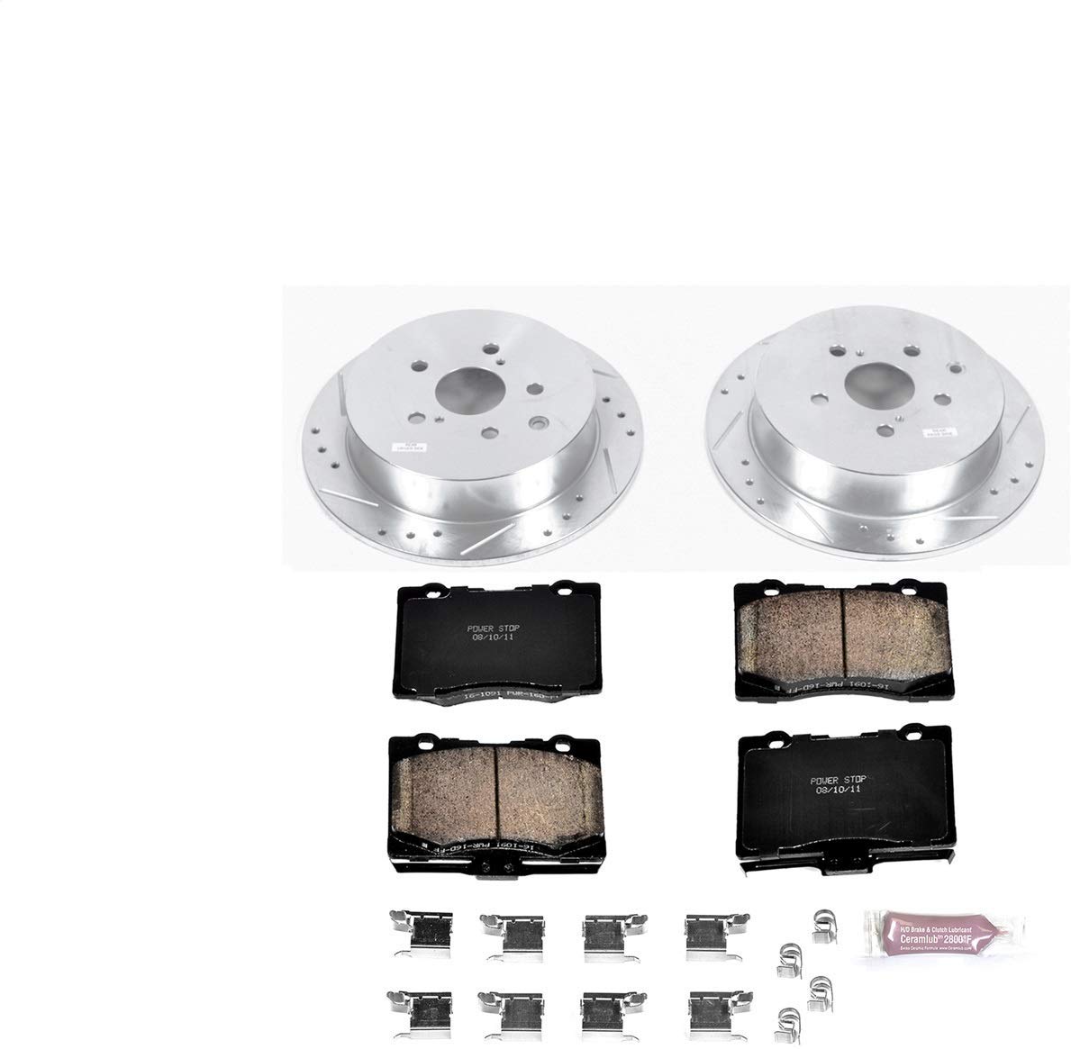 Power Stop K5864 Rear Brake Kit with Drilled/Slotted Brake Rotors and Z23 Evolution Ceramic Brake Pads