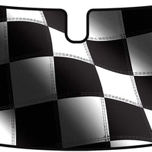 Intro-Tech NS-89-RF B&W Custom Fit Racing Flag Windshield Sunshade for Select Nissan Rogue Models