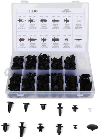 cciyu 242Pack Car Retainer Clips Fastener Rivet -12 Sizes Nylon Car Bumper Retainer-Pushtype Car Clips for GM,Toyota, Honda,Ford,Chrysler