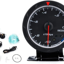 XinQuan Wang 60MM Racing Auto Vacuum Gauge Meter Black Face with White Lighting Car Meter with Sensor Auto Gauge