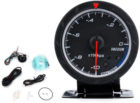 XinQuan Wang 60MM Racing Auto Vacuum Gauge Meter Black Face with White Lighting Car Meter with Sensor Auto Gauge