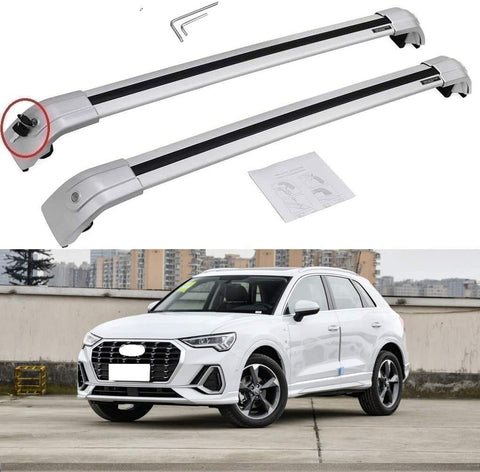 SAREMAS Silver roof Cargo Racks bar for Audi Q3 2018 2019 2020 2021 Roof Rack Cross Bars Rail Luggage Cargo Carrier Lockable 3