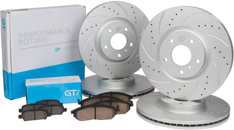 [Front & Rear Kit] GT//Rotors Performance Brake Disc Rotors & Ceramic Pads for BMW 328i 2008-2012 E90 Sedan E92 Coupe