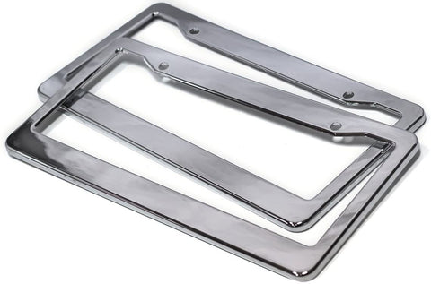 Motorup America Auto License Plate Frame Cover 2-Pack - Fits Select Vehicles Car Truck Van SUV - Chrome