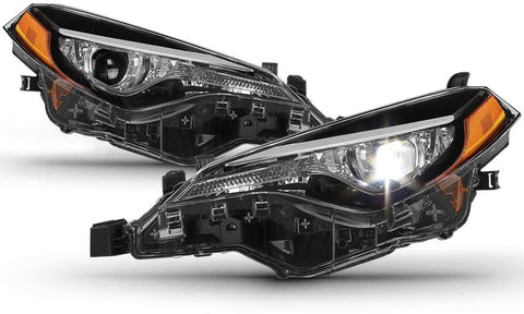[For 2017-2019 Toyota Corolla L & LE Model] Black Housing OE-Style Single Projector Beam Headlight Headlamp Assembly, Driver & Passenger Side