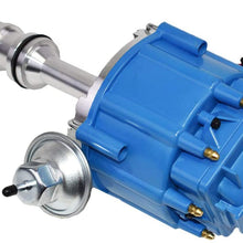 A-Team Performance HEI Complete Distributor 65K Coil Heavy Duty Compatible With Ford HD FE/FT 330 361 391 5/16" Shaft One-Wire Installation Blue Cap