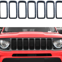 Oubolun Front Grill Grille Inserts for Jeep Renegade 2019-2020 Car Exterior Accessories ABS Grill Guard Cover Trim - Imitation Carbon Fiber (Pack of 7)