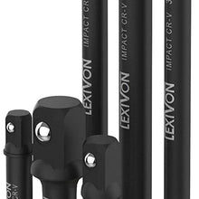 LEXIVON 6-Piece Impact Grade Socket Adapter Set - 3" & 6" Extension Bit with Holder | 1/4", 3/8", and 1/2" Drive, Adapt Your Power Drill to High Torque Impact Wrench (LX-105)